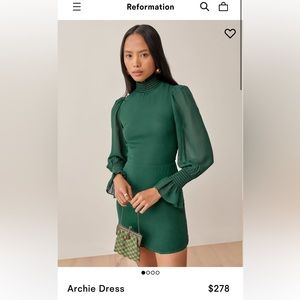 BNWT Reformation Archie forest green dress size 0